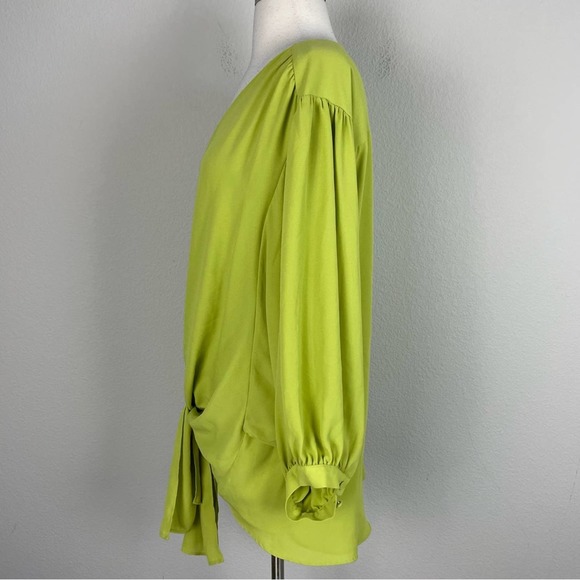 Chico's Chartruse Green Tie Front Top 3 - Picture 6 of 7